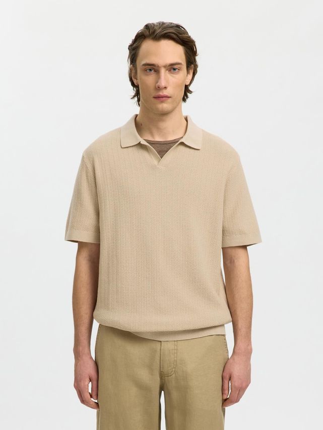 Slhmattis Ss Linen Blend Struc Polo fra Selected