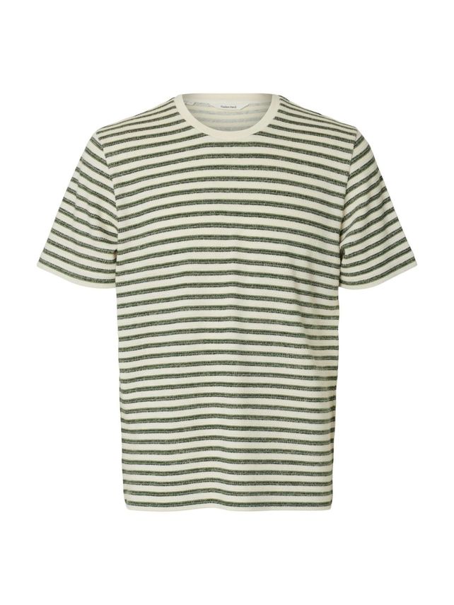 Slhkevin Stripe Ss O Neck Tee fra Selected