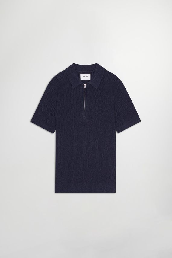 Hansie Ss Zip 6600 Polo i Økologisk Bomuld - Black Friday Tilbud