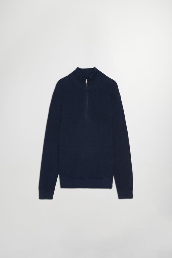 Kevin Zip Mock 6600 - Økologisk bomulds sweater på udsalg
