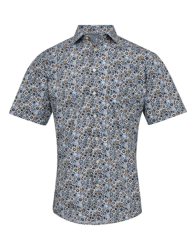 Sommerprint Kortærmet Skjorte fra Black Blue – Udsalg!