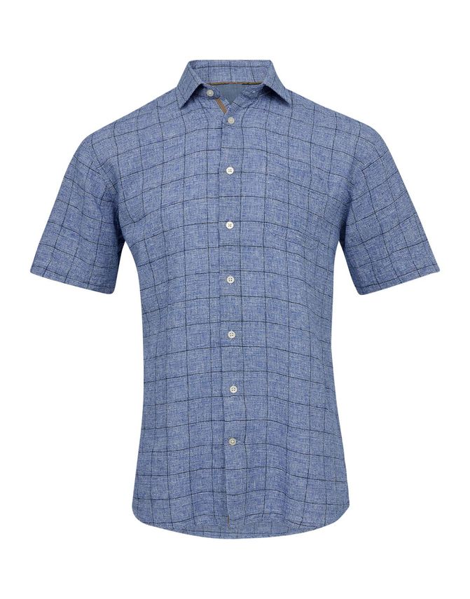 S S Regular Fit Linen fra Black Blue