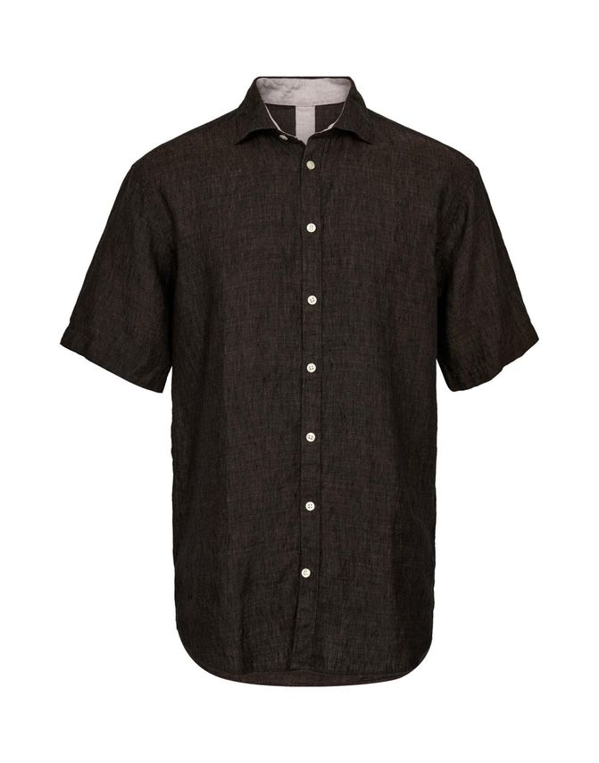 Linen Blend Shirt S S Modern Fit fra Gino Marcello