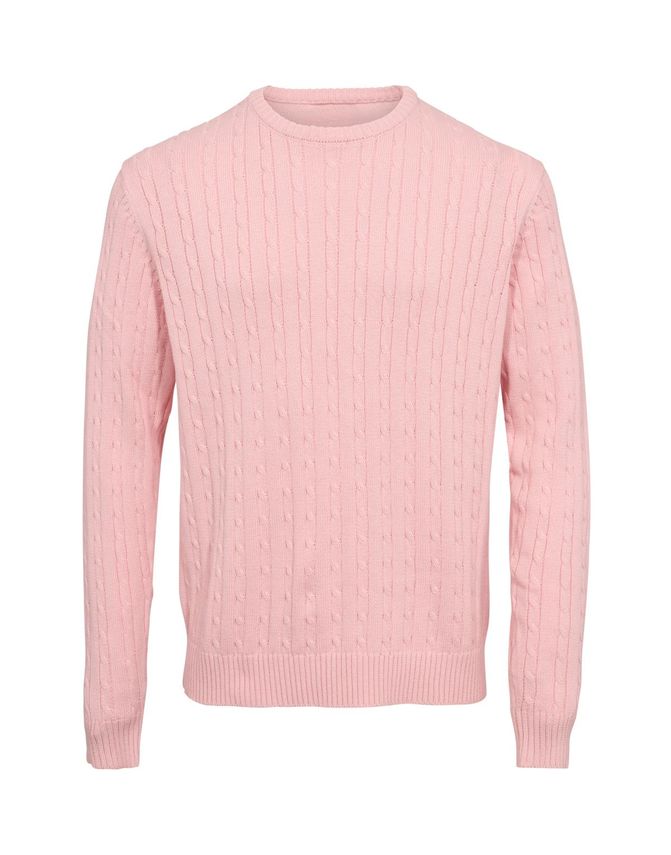 Cable O Neck Knit Regular Fit fra Black Blue