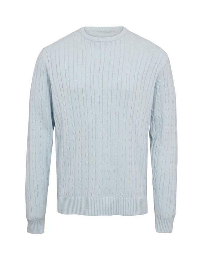 Cable O Neck Knit Regular Fit fra Black Blue