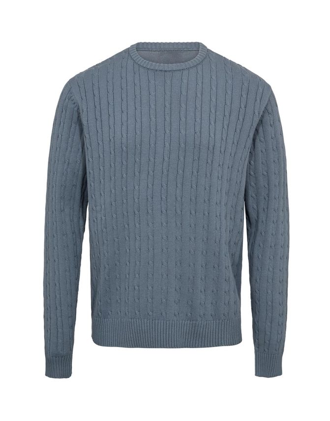 Cable O Neck Knit Regular Fit fra Black Blue
