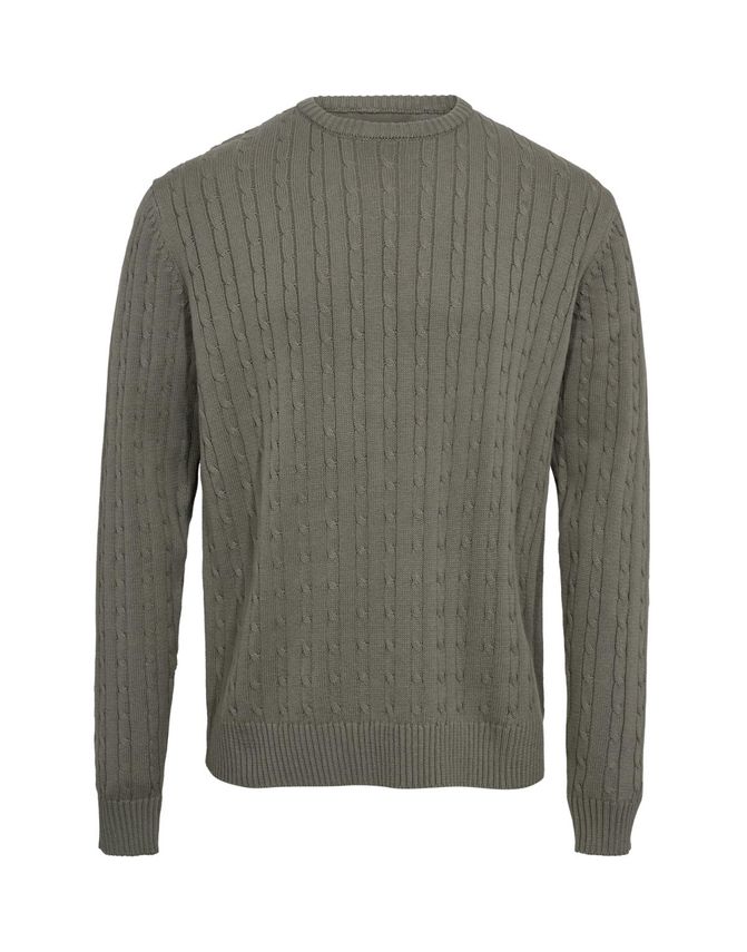 Cable O Neck Knit Regular Fit fra Black Blue