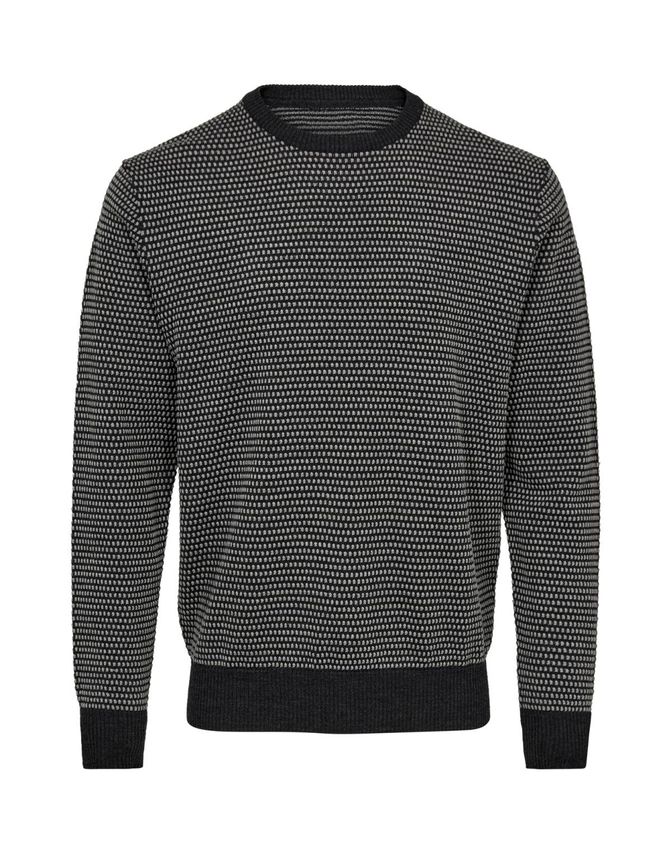 Moderne O-NECK Uldstrik i To Farver fra Gino Marcello