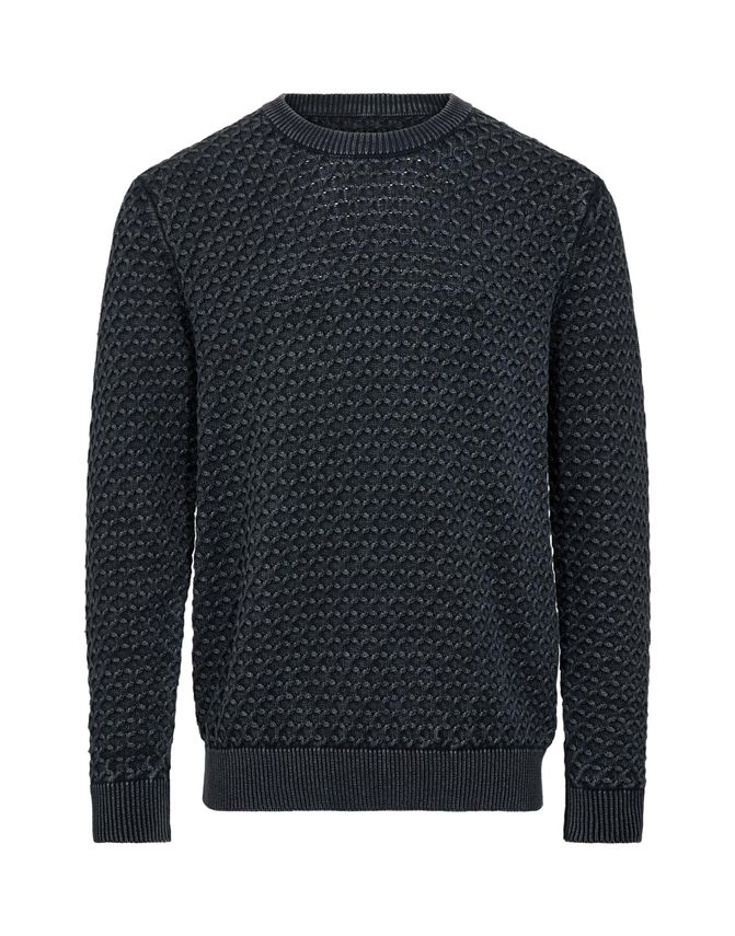 Moderne O-hals Striktrøje fra Black Blue – Tidløs Stil