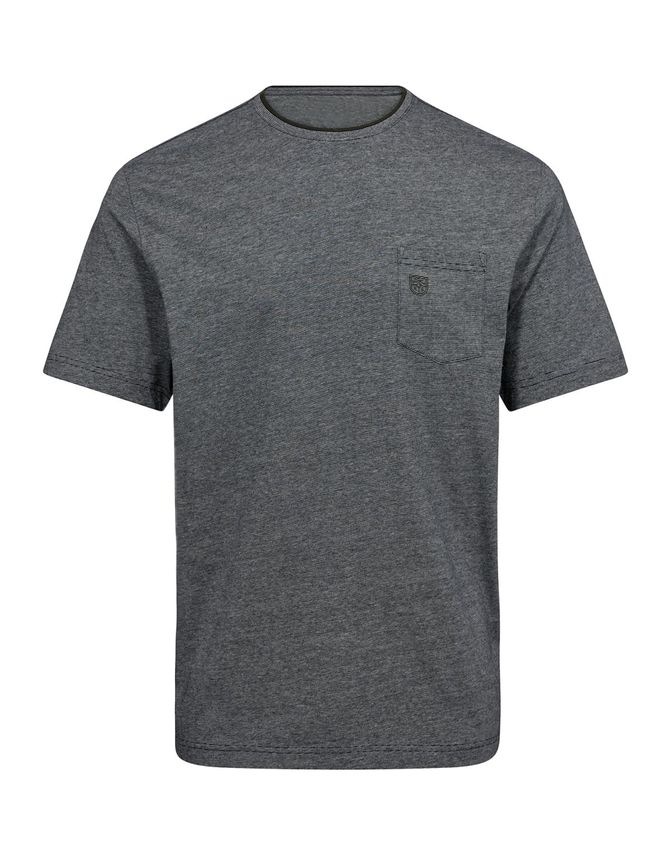 Elegant O-hals T-shirt med brystlomme fra Black Blue