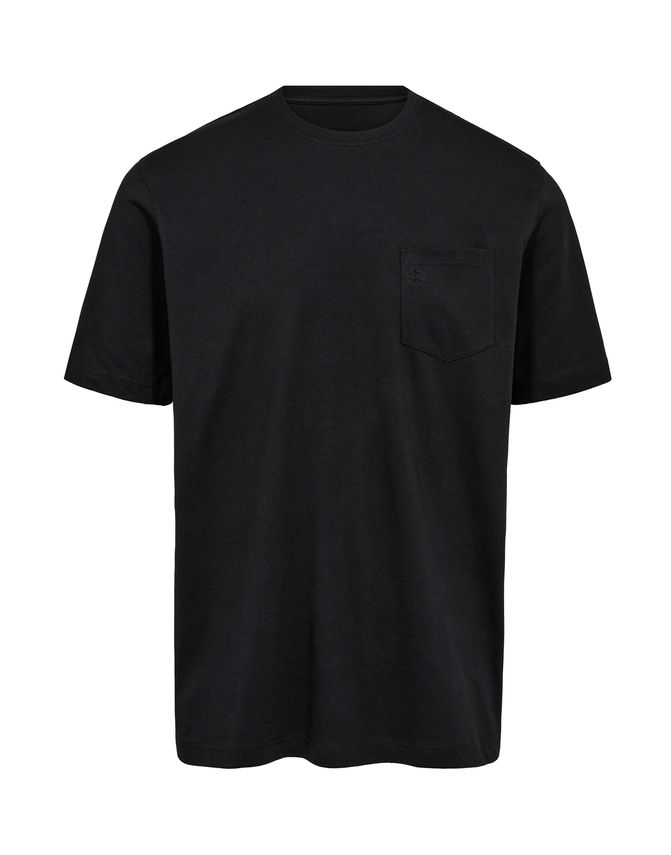 Klassisk O-hals T-shirt med logo og brystlomme