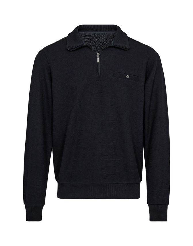 Halv Zip Striktrøje med Brystlomme – Stil og Komfort