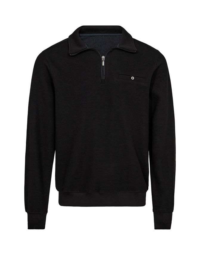 Halv-zip striktrøje med brystlomme fra Black Blue
