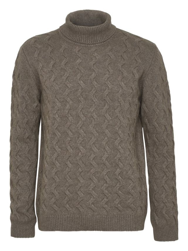 Moderne uld- og cashmere sweater med høj hals