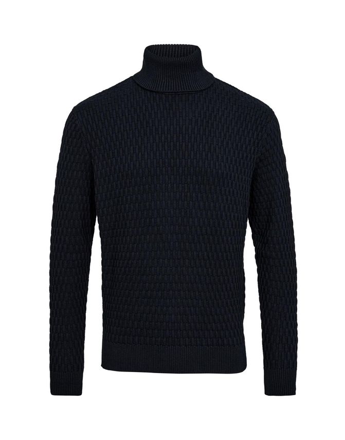 Rullekrave Striktrøje i Navy – Perfekt til Afslapning
