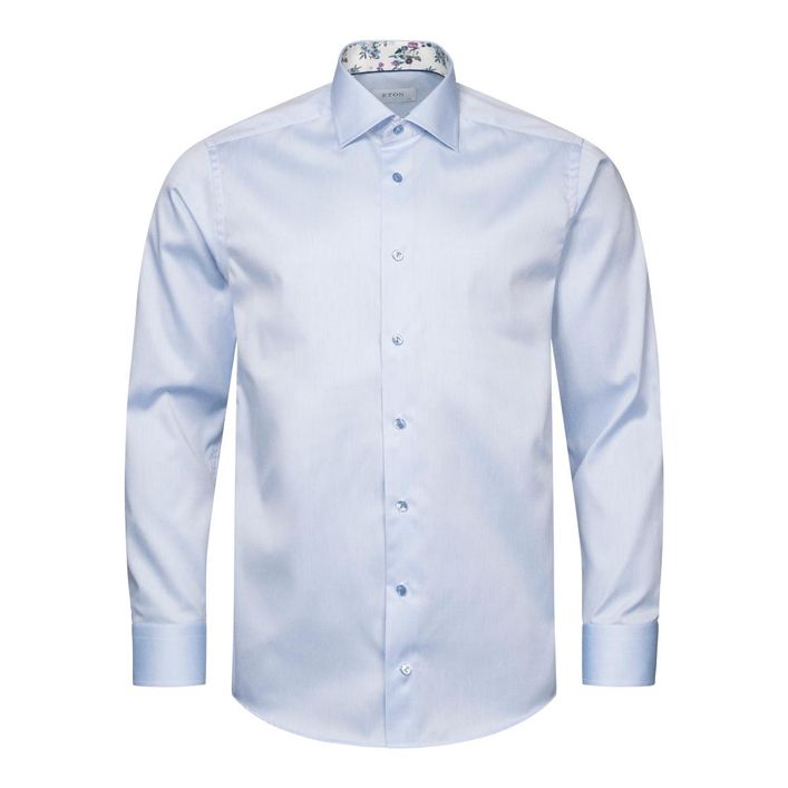Floral Print Effect Solid Signature Twill Shirt fra Eton