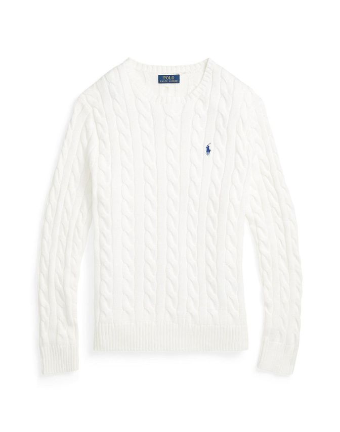 Ralph Lauren Hvid Kabelstrik Sweater – Fantastisk Tilbud!