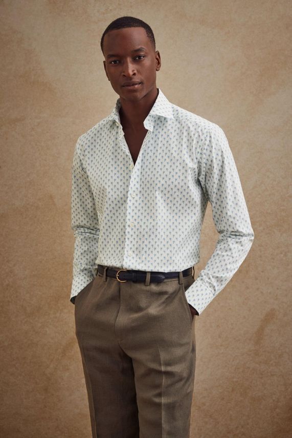Eton Palm Tree Signature Twill Skjorte på Udsalg
