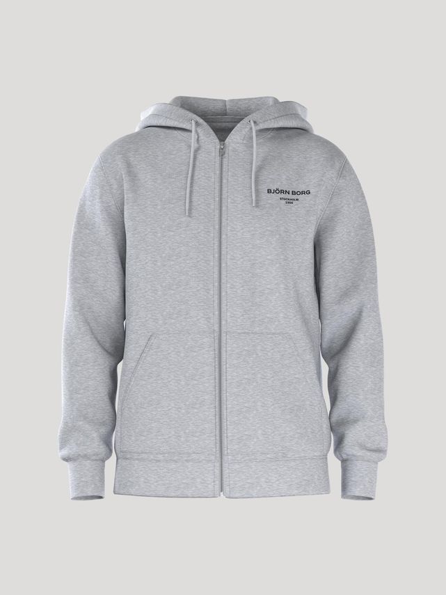 Borg Essential 1 Zip Hoodie, Light Grey Melange fra Björn Borg