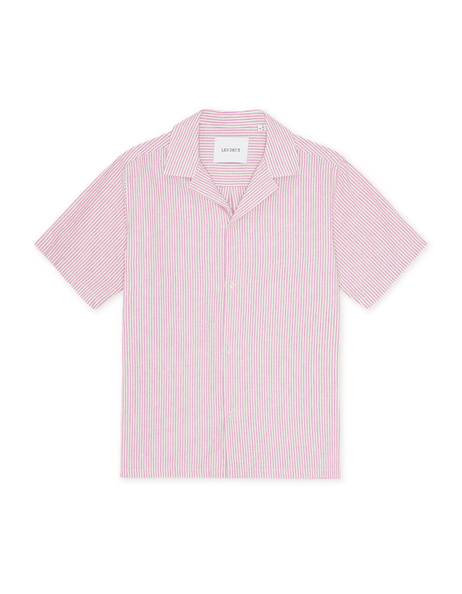 Lukas Stripe Cotton Linen Ss Shirt fra Les Deux