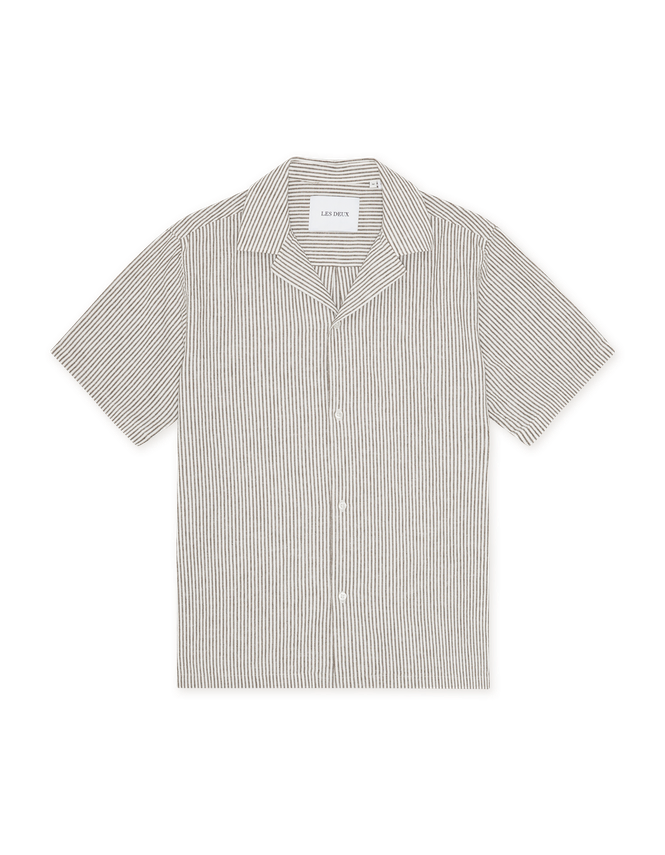 Lukas Stripe Cotton Linen Ss Shirt fra Les Deux