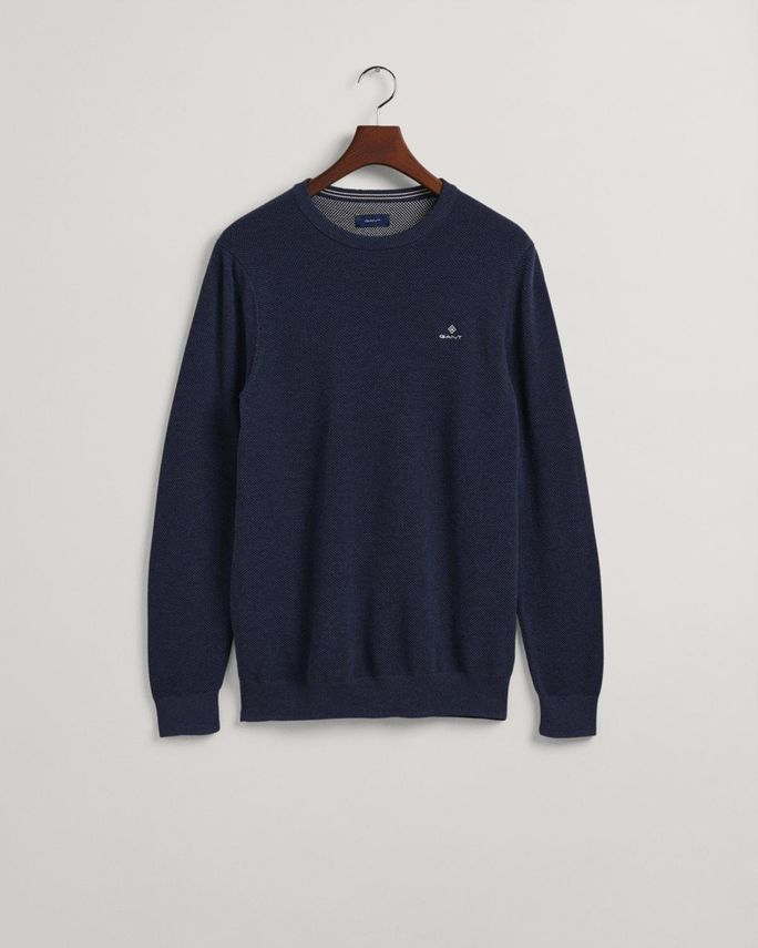 Gant Cotton Pique Crew – Klassisk bomuldsstriktrøje på tilbud!