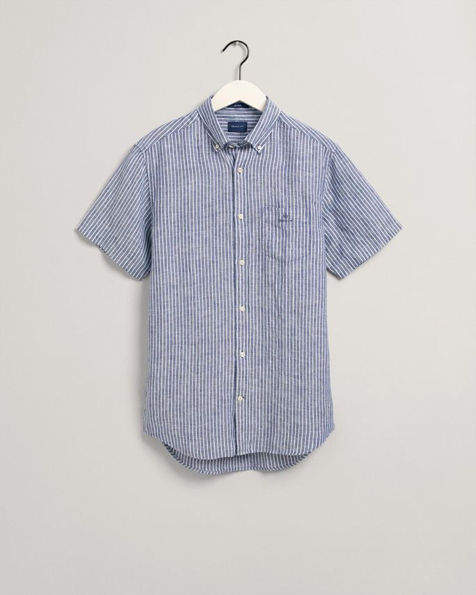 The Linen Stripe Reg Ss Bd Per fra Gant