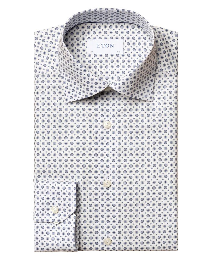 Eton Twill Skjorte med Cut Away Krave – Elegant Design