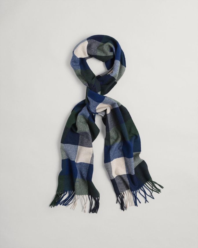 D2. Multi Check Scarf Dk Musta fra Gant