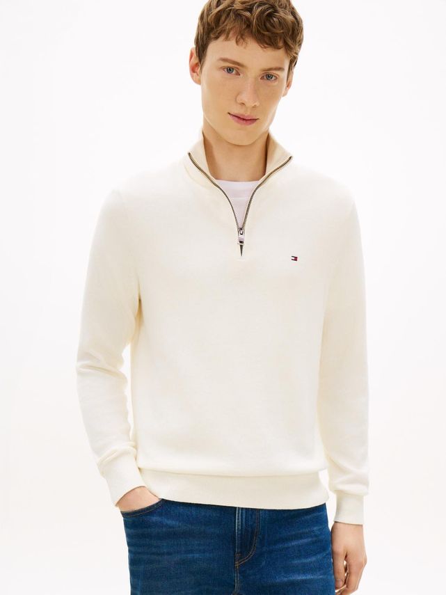 Pima Org Ctn Cashmere Zip Mock fra Tommy Hilfiger