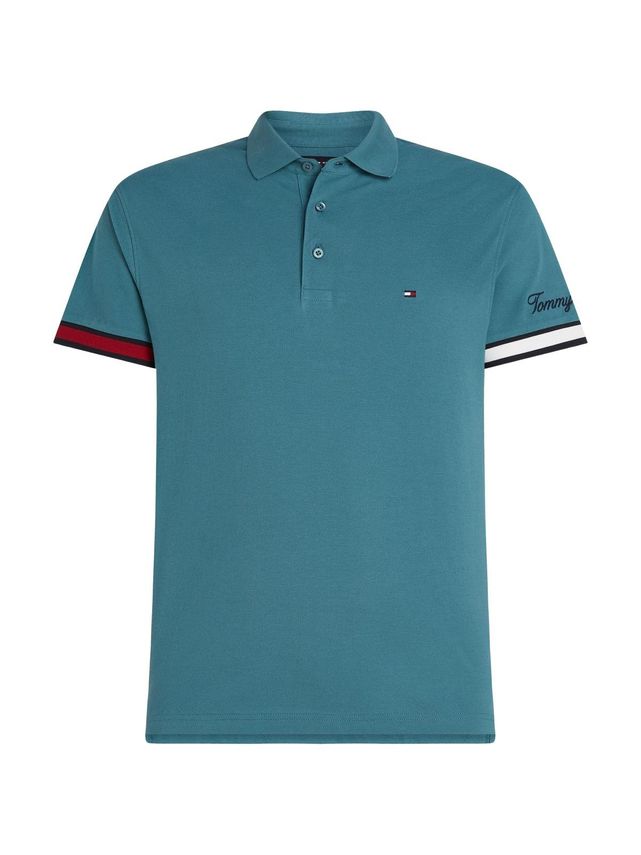 Flag Cuff Slim Polo fra Tommy Hilfiger - Få den nu!