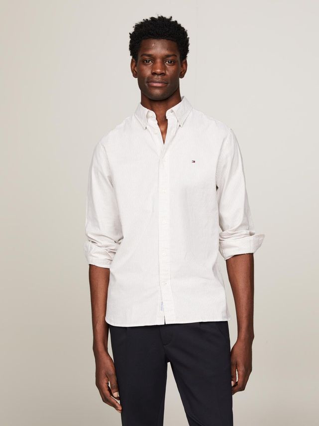 Tommy Hilfiger 1985 Flex Oxford Stribet Skjorte på Tilbud