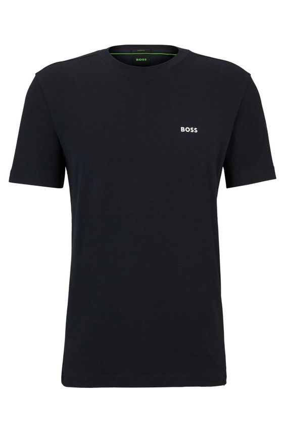 BOSS T-shirt med kontrastlogo - Komfortabel pasform
