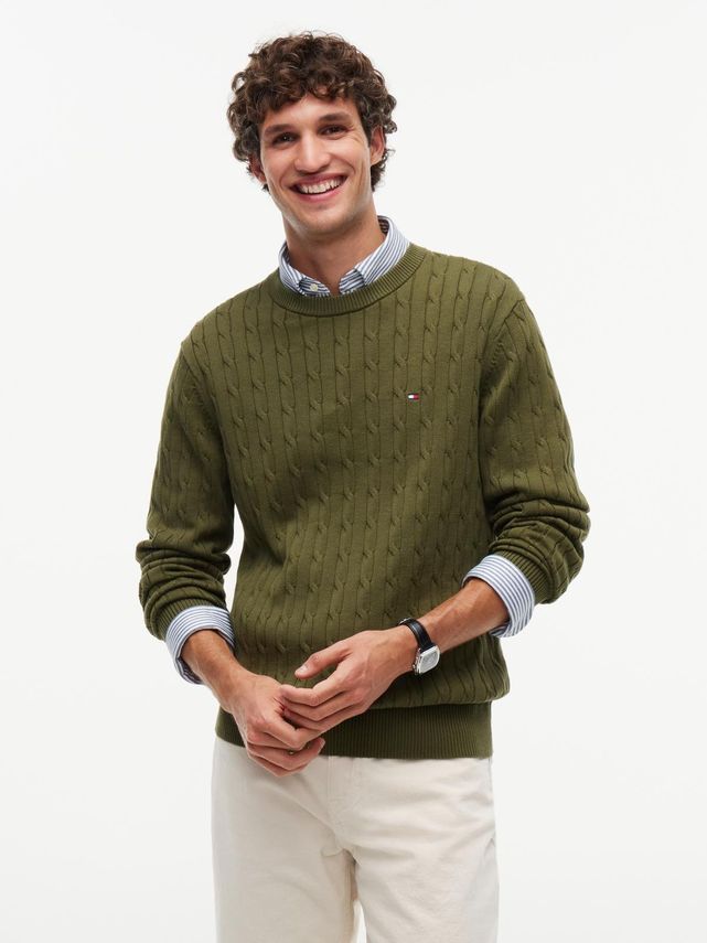 Classic Cable Crew Neck fra Tommy Hilfiger