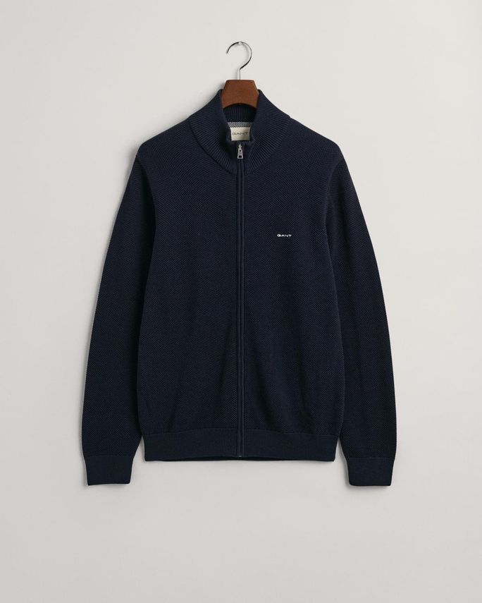 Cotton Pique Zip Cardigan fra Gant