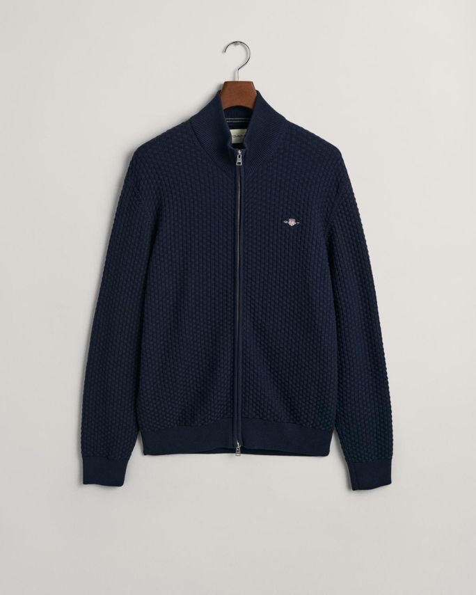 Cotton Texture Zip Cardigan fra Gant