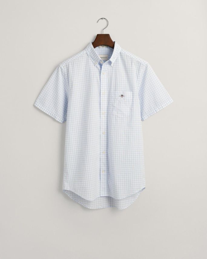 Reg Poplin Gingham Ss Shirt fra Gant