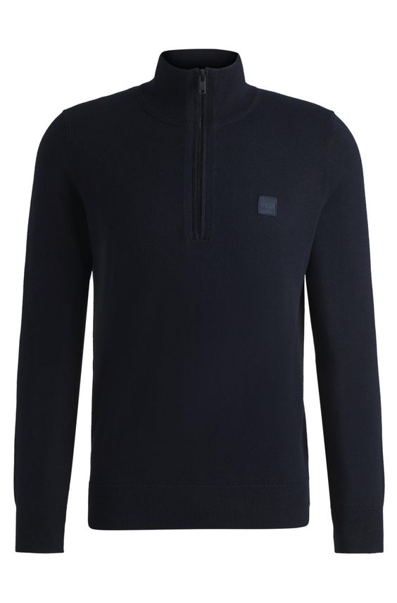 BOSS Orange Kanobix Sweater med Lynlås og Logomærke