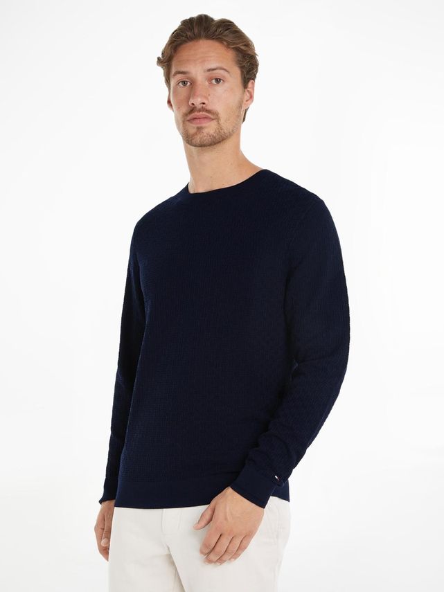 Dc Basketweave Crew Neck fra Tommy Hilfiger