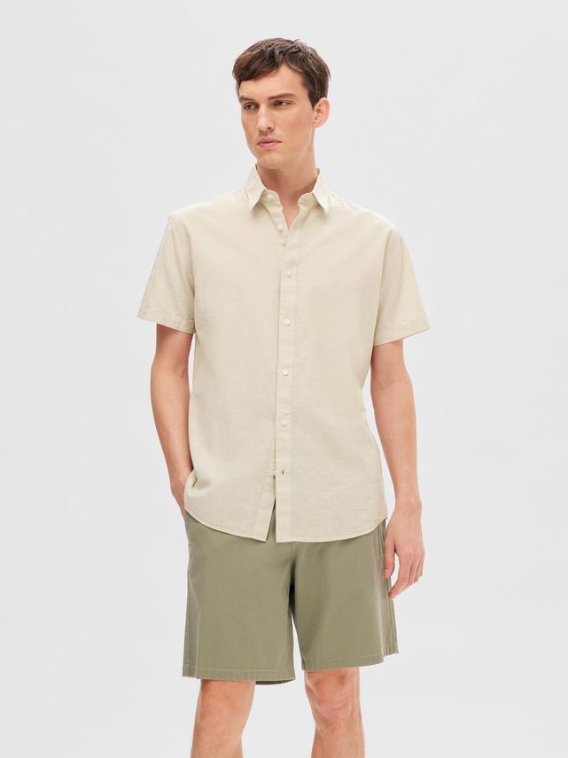 Slhreg New Linen Shirt Ss Noos fra Selected