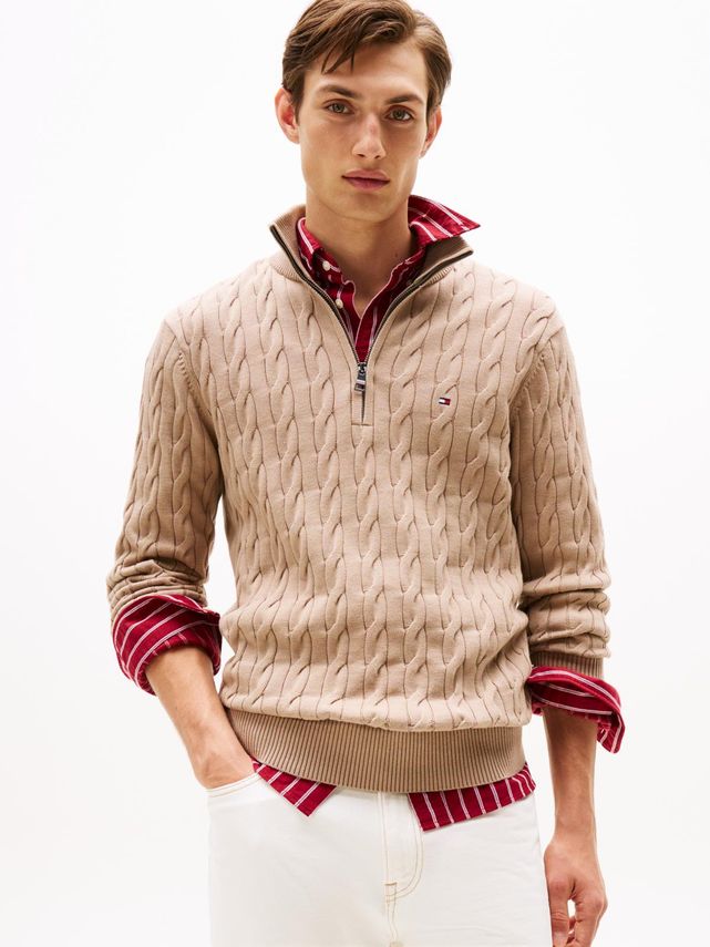 Klassisk Tommy Hilfiger Kabelstrik Trøje til Mænd - Stilsikker!