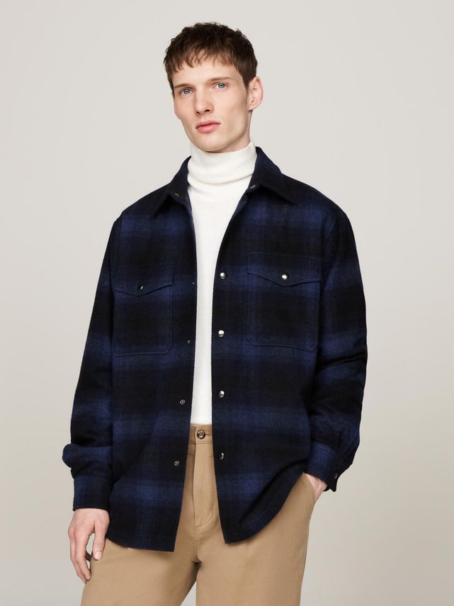 Brushed Check Overshirt fra Tommy Hilfiger