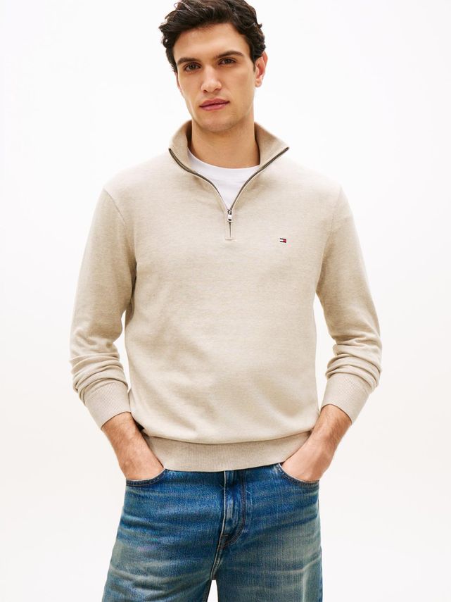 Essential Cotton Zip Mock fra Tommy Hilfiger