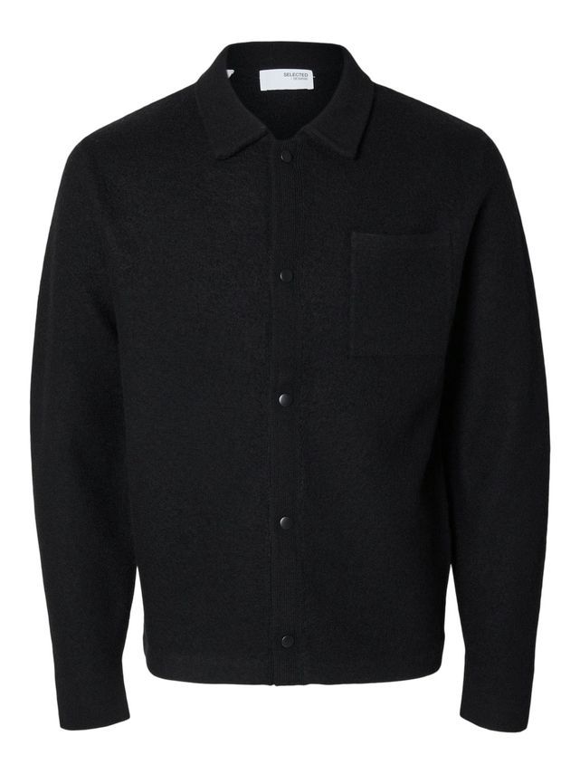 Slhreason Ls Knit Boiled Wool Cardi fra Selected