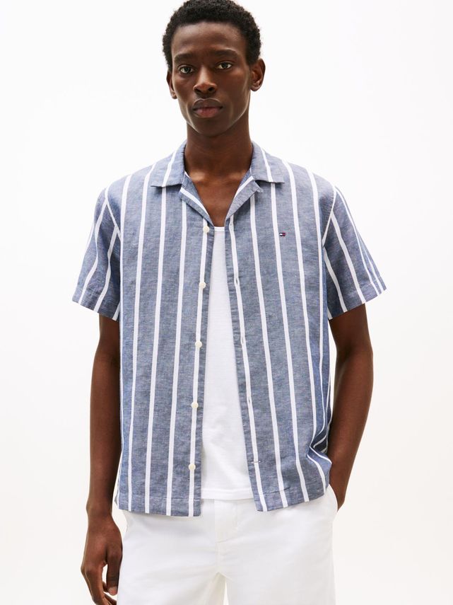 Linen Blend Striped Ss Rf Shirt fra Tommy Hilfiger