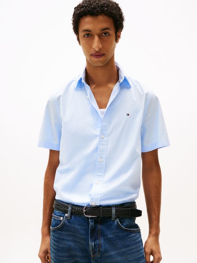 Flex Poplin Solid S S Shirt fra Tommy Hilfiger