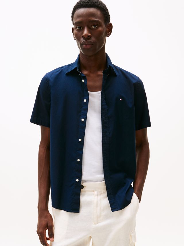 Flex Poplin Solid S S Shirt fra Tommy Hilfiger