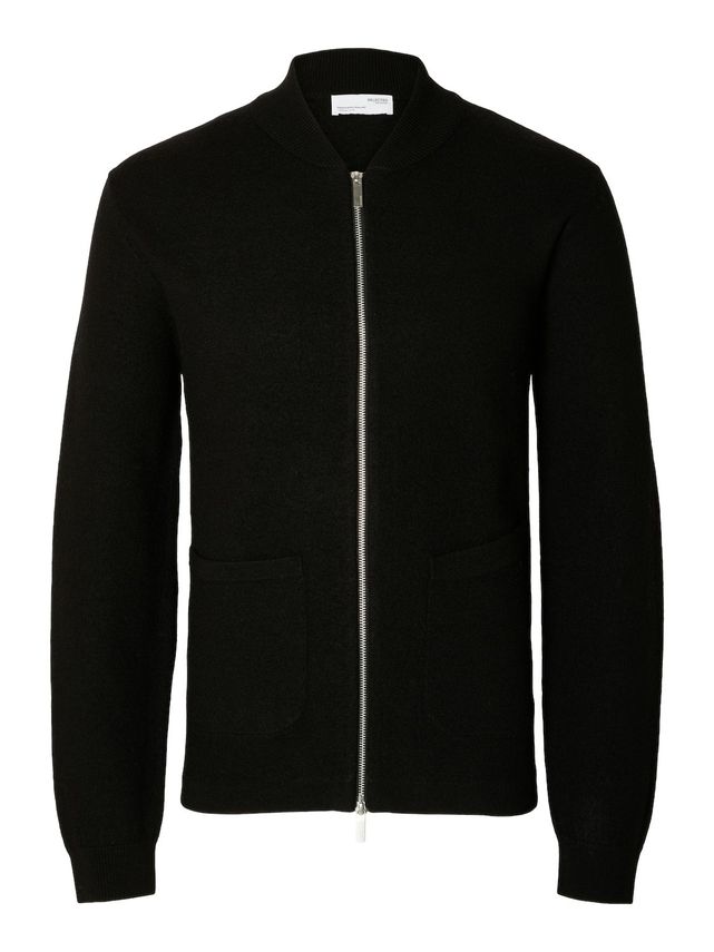 Slhreason Ls Knit Boiled Wool Zip fra Selected