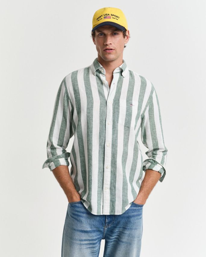 Reg Cotton Linen Bold Stripe Shirt fra Gant