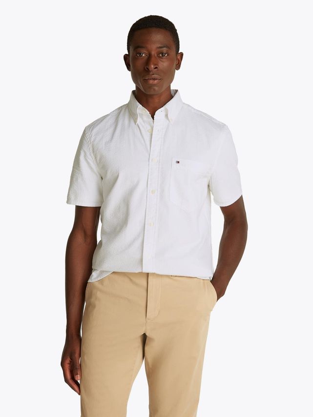 Seersucker Solid Ss Rf  Shirt fra Tommy Hilfiger